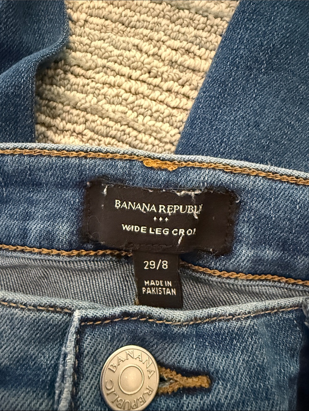 Banana Republic Blue Wide-Leg Raw Hem Jeans - Picture 2 of 4